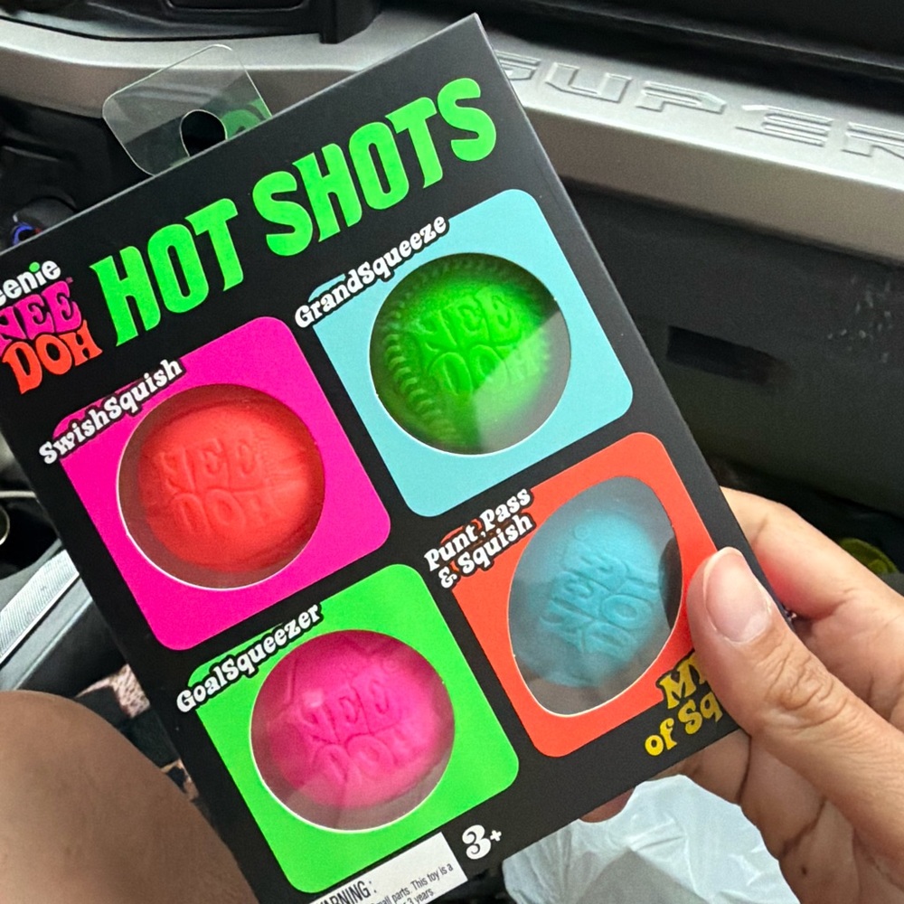 Hot Shots Squishy Stress Balls - Neon Red, Green, Pink, Blue